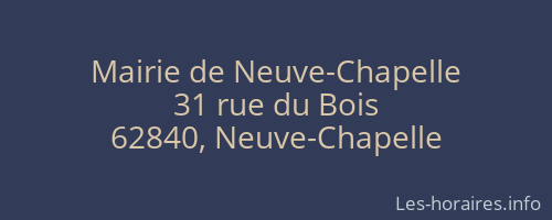 Mairie de Neuve-Chapelle