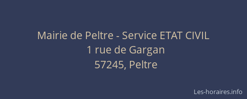 Mairie de Peltre - Service ETAT CIVIL