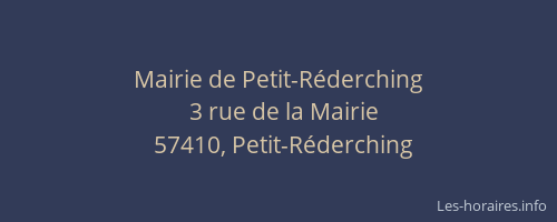 Mairie de Petit-R&eacute;derching