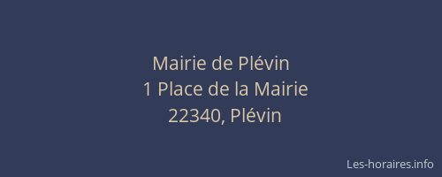 Mairie de Pl&eacute;vin