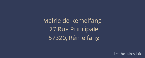 Mairie de R&eacute;melfang