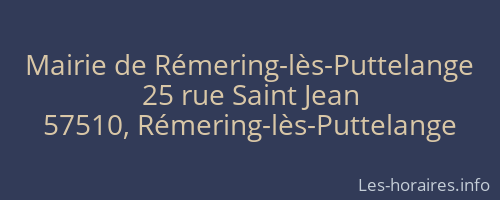 Mairie de Rémering-lès-Puttelange