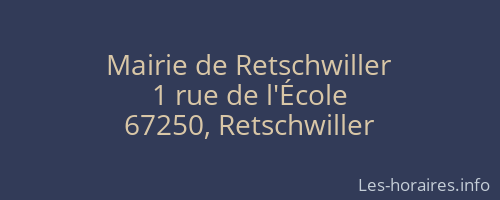 Mairie de Retschwiller