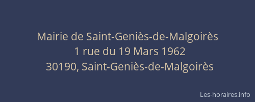 Mairie de Saint-Geni&egrave;s-de-Malgoir&egrave;s