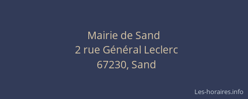 Mairie de Sand