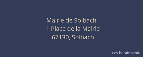 Mairie de Solbach