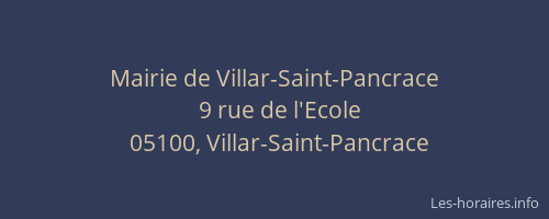 Mairie de Villar-Saint-Pancrace