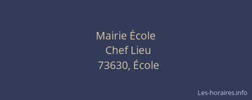 Mairie &Eacute;cole