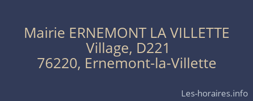 Mairie ERNEMONT LA VILLETTE