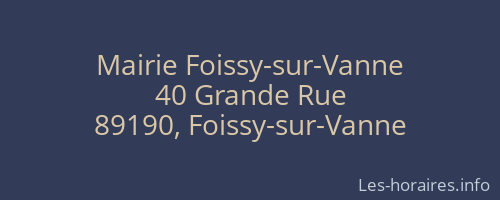 Mairie Foissy-sur-Vanne