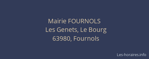 Mairie FOURNOLS