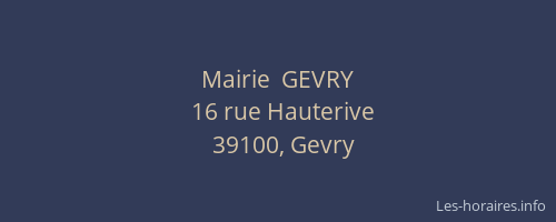 Mairie  GEVRY