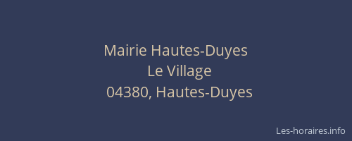 Mairie Hautes-Duyes
