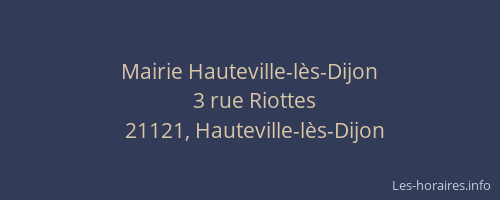 Mairie Hauteville-l&egrave;s-Dijon