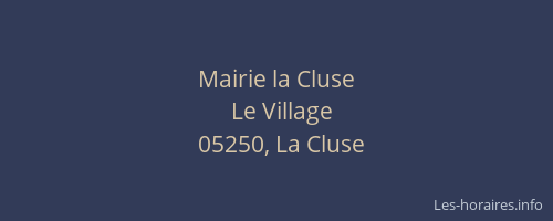 Mairie la Cluse
