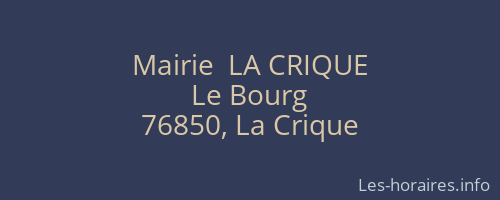 Mairie  LA CRIQUE