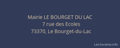 Mairie LE BOURGET DU LAC