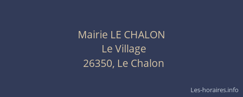Mairie LE CHALON