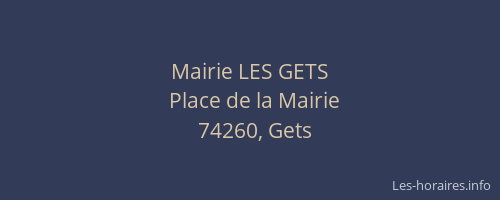 Mairie LES GETS