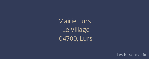 Mairie Lurs