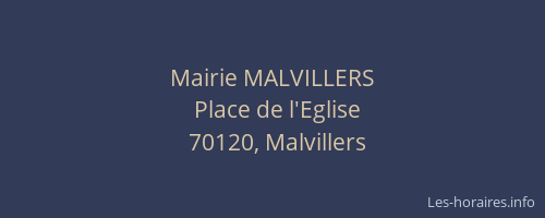 Mairie MALVILLERS