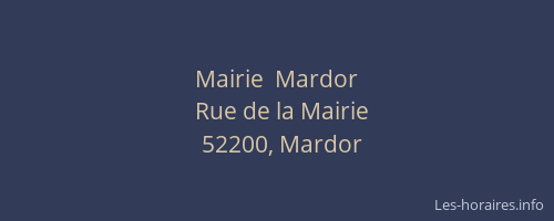 Mairie  Mardor
