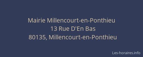 Mairie Millencourt-en-Ponthieu