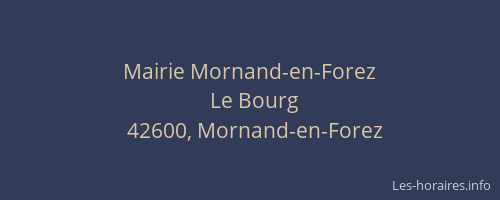 Mairie Mornand-en-Forez