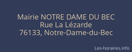 Mairie NOTRE DAME DU BEC