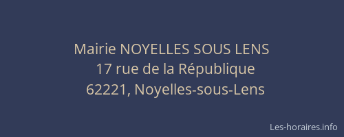 Mairie NOYELLES SOUS LENS