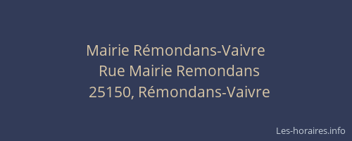 Mairie R&eacute;mondans-Vaivre