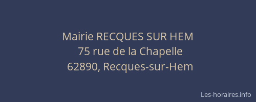 Mairie RECQUES SUR HEM