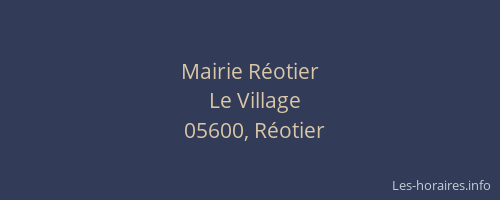 Mairie Réotier