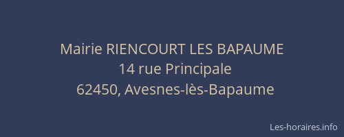 Mairie RIENCOURT LES BAPAUME