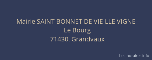 Mairie SAINT BONNET DE VIEILLE VIGNE