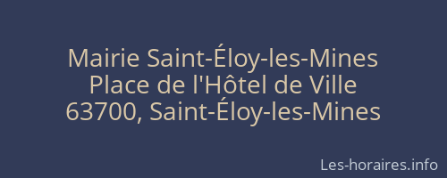 Mairie Saint-Éloy-les-Mines