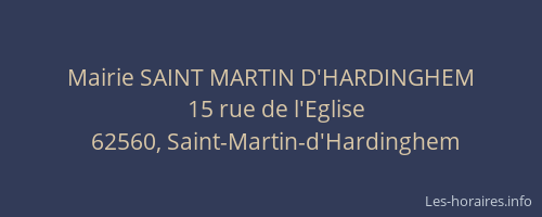 Mairie SAINT MARTIN D'HARDINGHEM