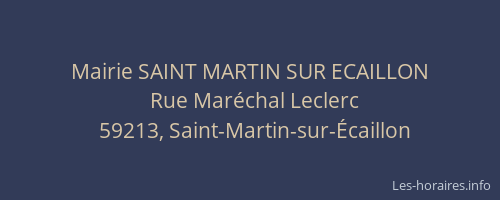 Mairie SAINT MARTIN SUR ECAILLON