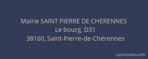 Mairie SAINT PIERRE DE CHERENNES