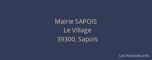 Mairie SAPOIS