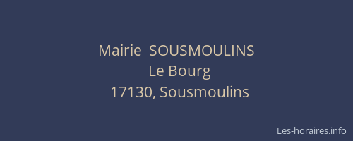 Mairie  SOUSMOULINS