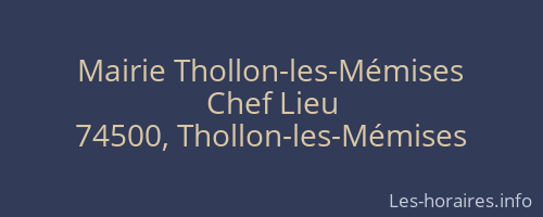 Mairie Thollon-les-Mémises
