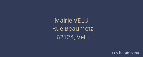 Mairie VELU