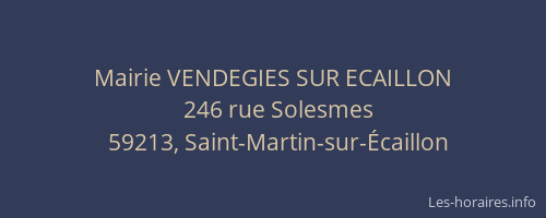 Mairie VENDEGIES SUR ECAILLON