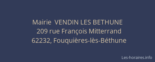 Mairie  VENDIN LES BETHUNE