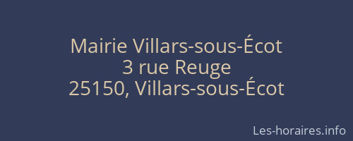 Mairie Villars-sous-Écot