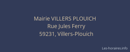 Mairie VILLERS PLOUICH