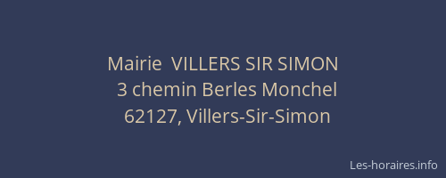 Mairie  VILLERS SIR SIMON