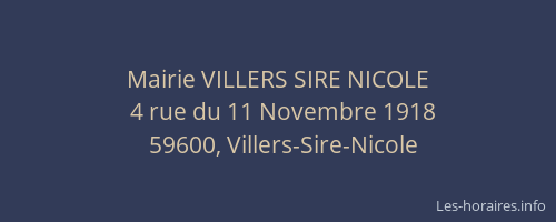 Mairie VILLERS SIRE NICOLE