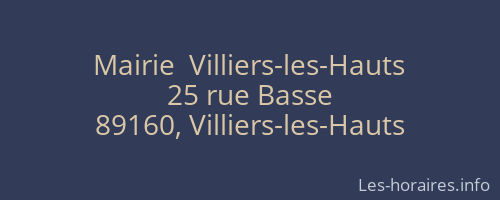 Mairie  Villiers-les-Hauts